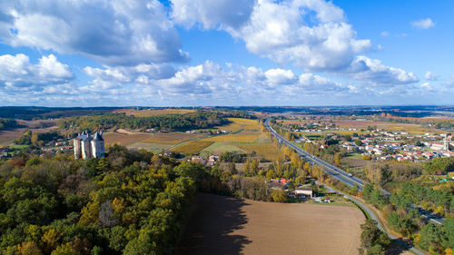 High angle view of landscape against sky