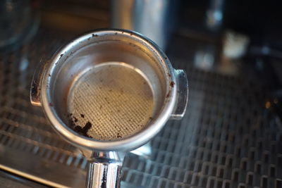 High angle view of coffee on table