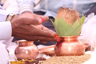 Close-up of person preparing food
