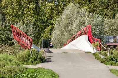 Modern bridge in a forest environment