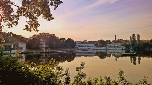 Reflection of buildings in river