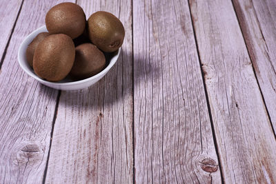 High angle view of eggs on table