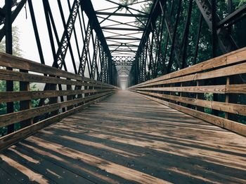 Empty wooden footbridge