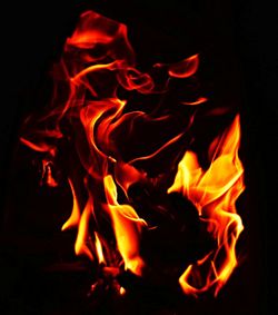 Close-up of bonfire against black background