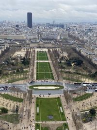 High angle view of buildings in city