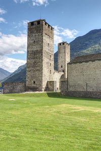 Low angle view of historic tower