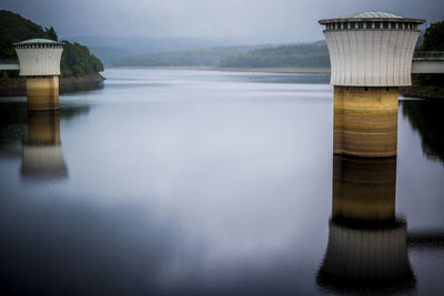 View on gileppe lake in jalhay, liege province in belgium