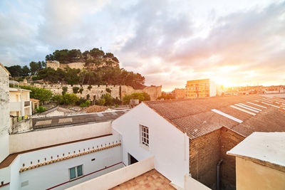 High angle view of townscape against sky