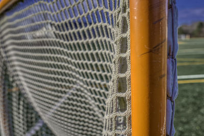 High angle view of yellow metallic structure in playground