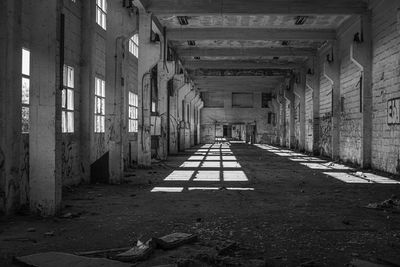 Empty corridor in abandoned building