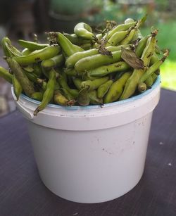 High angle view of bananas on table
