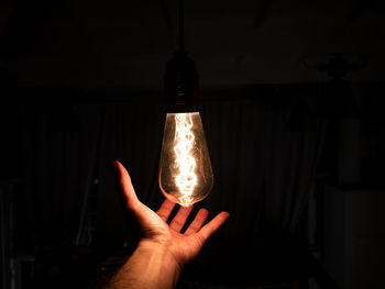 Human hand holding light bulb