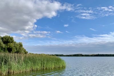 Scenic view of lake against sky