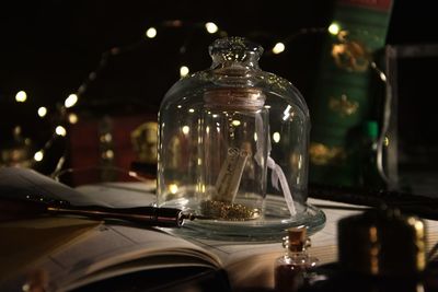 Close-up of wine glass on table