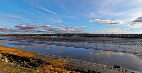 Scenic view of beach against sky