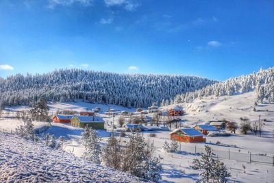 Scenic view of snow covered landscape