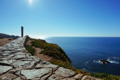 Scenic view of sea against clear sky