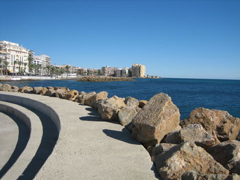 Scenic view of sea against clear sky