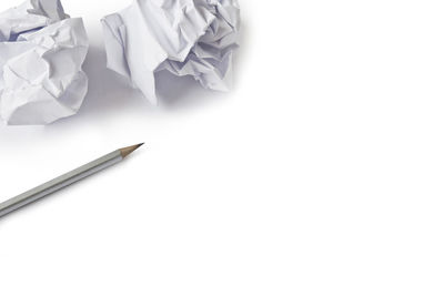 High angle view of pen against white background