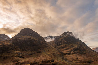 Scenic view of mountains against cloudy sky