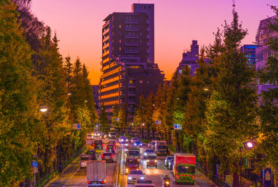High angle view of city street