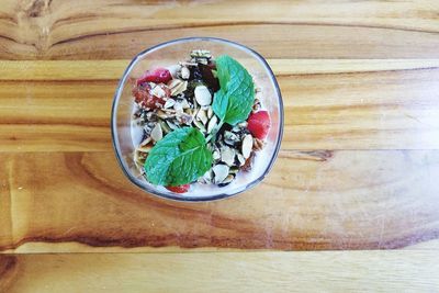 High angle view of salad in bowl