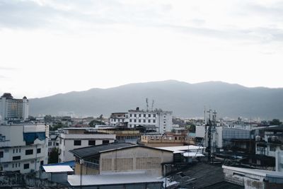 High angle shot of townscape against sky