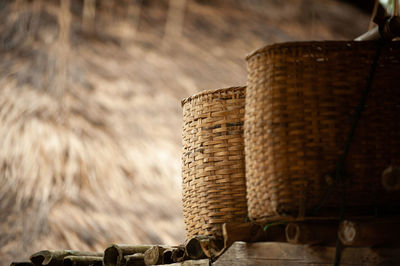 Close-up of metal structure in basket