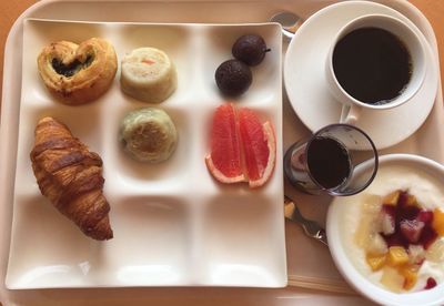 Close-up of breakfast on table