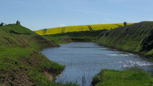 Scenic view of river amidst landscape against sky