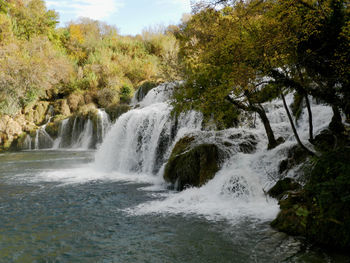 Scenic view of waterfall