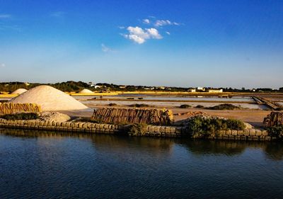 Scenic view of landscape against blue sky