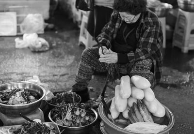 Close-up of woman eating food