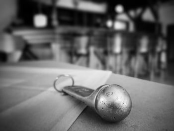 Close-up of spoon on table