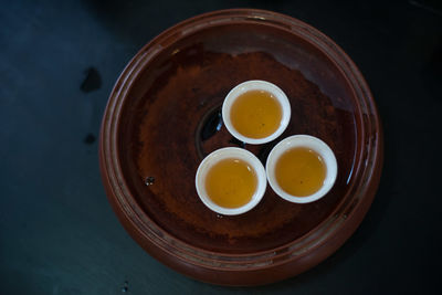 High angle view of chinese tea on table