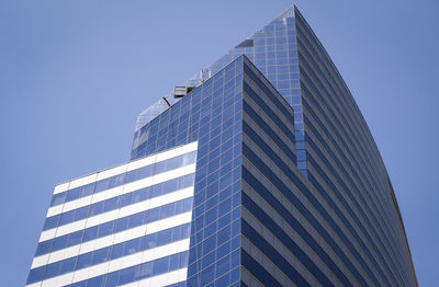 Low angle view of modern building against clear sky