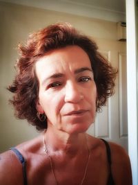 Portrait of beautiful woman at home