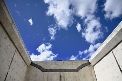 Low angle view of building against cloudy sky