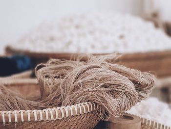 Close-up of rope in basket