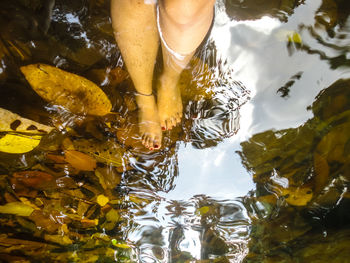 Low section of woman in water