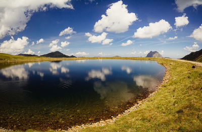 Scenic view of lake against sky
