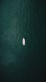 High angle view of sailboat in sea