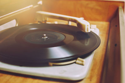 Close-up of turntable