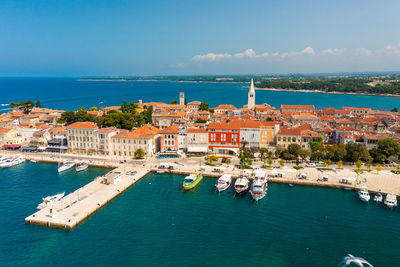 Aerial view of porec town, istra, croatia