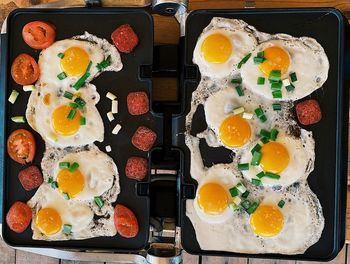 High angle view of breakfast