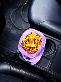 High angle view of food on table