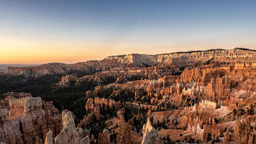 Scenic view of mountains against sky during sunset