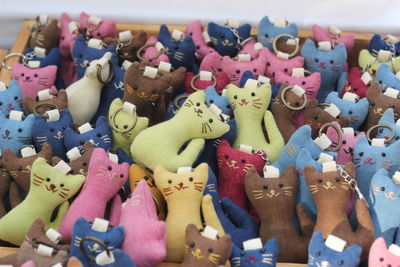 High angle view of stuffed toy