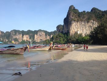 Scenic view of beach against clear sky