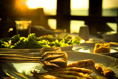 Close-up of food on table